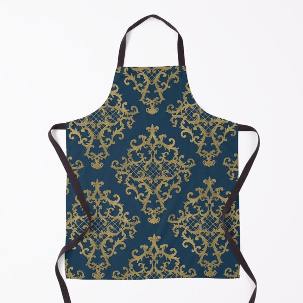 Aperçu de l'œuvre Flourish Ornement Damassé Or Bleu Motif - Motifs Baroques créée et vendue par antevasinart.