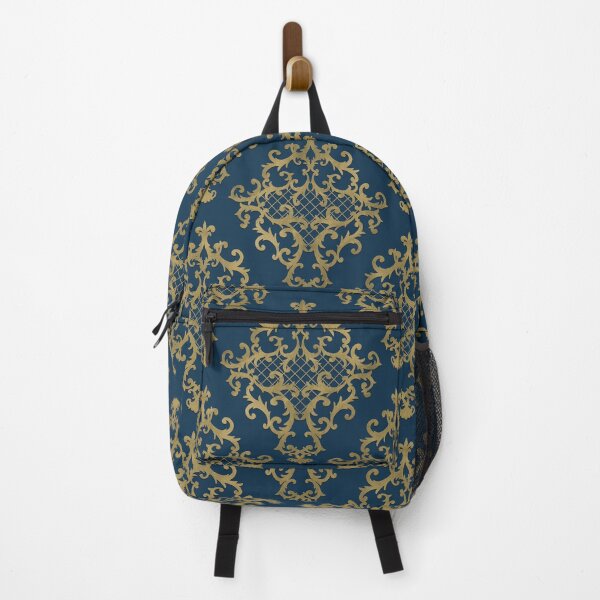 Item preview, Flourish Ornamental Damask Gold Blue Pattern - Baroque Patterns designed and sold by antevasinart.