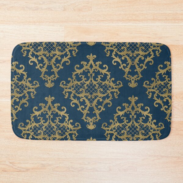 Item preview, Flourish Ornamental Damask Gold Blue Pattern - Baroque Patterns designed and sold by antevasinart.