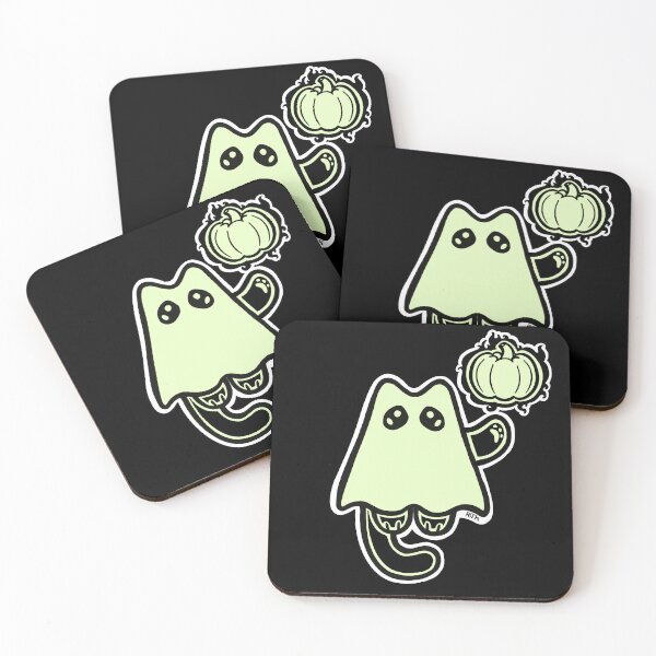 Item preview, Little Ghost Cat with a Pumpkin designed and sold by RJKpoyp.