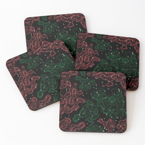 Item preview, Topography patterns in red and green designed and sold by andrasdesignssss.