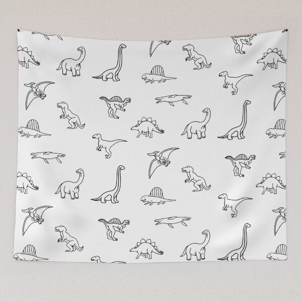 Item preview, Dinosaur line art pattern (Black and White) designed and sold by CherieTree.