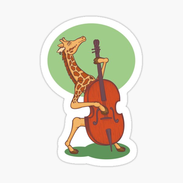 Giraffe playing contrabass Sticker