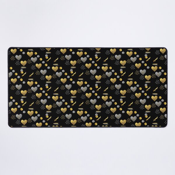 Item preview, abstract art of hearts and shapes with gold and silver texture, illustration of hearts and dots in shiny textures. designed and sold by Malogue.