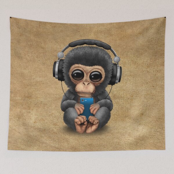 Item preview, Baby Chimp Dj with Headphones and Cell Phone designed and sold by JeffBartels.