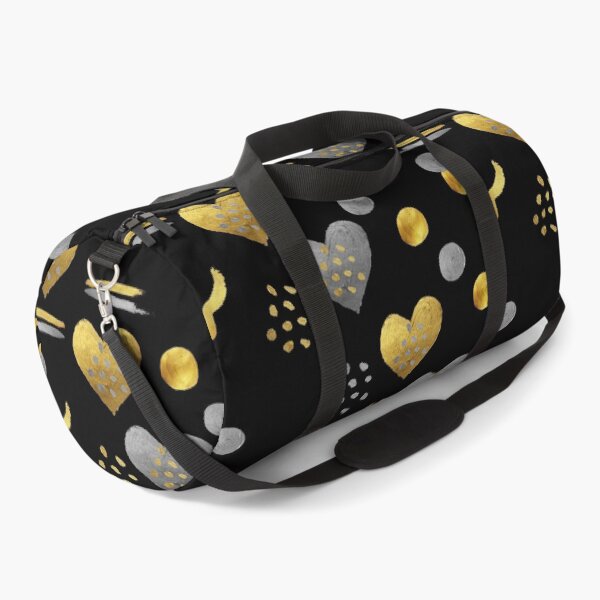 Item preview,  abstract art of hearts and shapes with gold and silver texture, illustration of hearts and dots in shiny textures. designed and sold by Malogue.