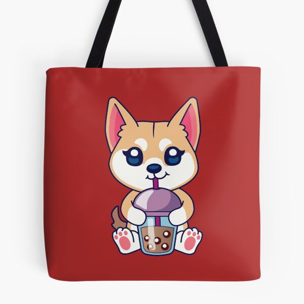Item preview, dog drinking boba tea, shiba inu designed and sold by THROUGH-LIFE.