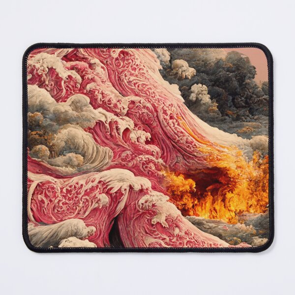 Item preview, The Great Wave off Kanagawa with pink lava and fire designed and sold by ShopThousand.