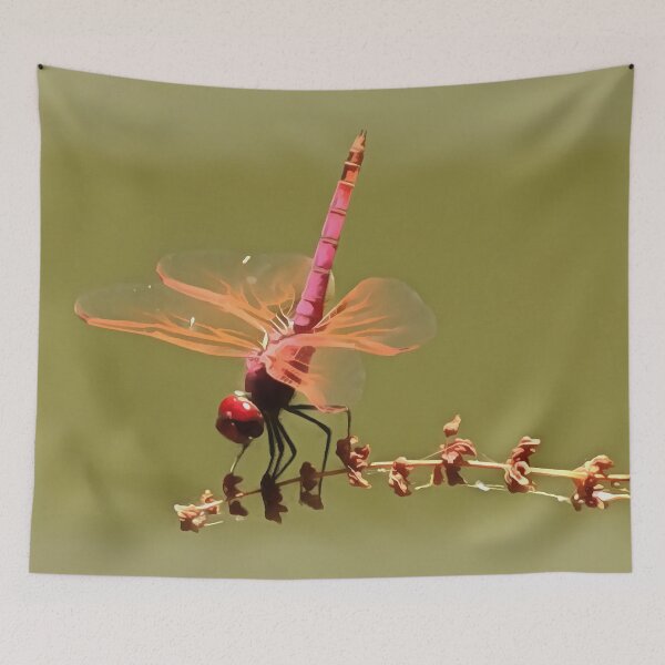 Item preview, Bright Red Violet Dropwing Isolated On Green Acrylic Painting designed and sold by taiche.