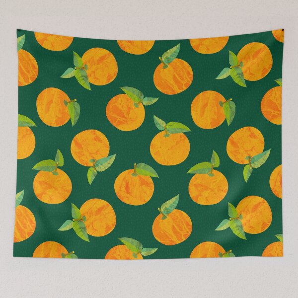 Item preview, Marbled Oranges on Dark Forest Green (pattern) designed and sold by PaisleyMcNoodle.