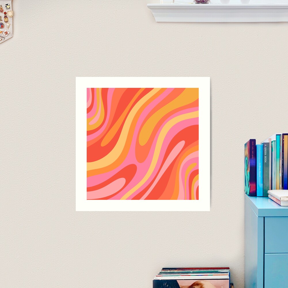 Wavy Loops Colorful Retro Abstract Pattern Pink Orange Yellow