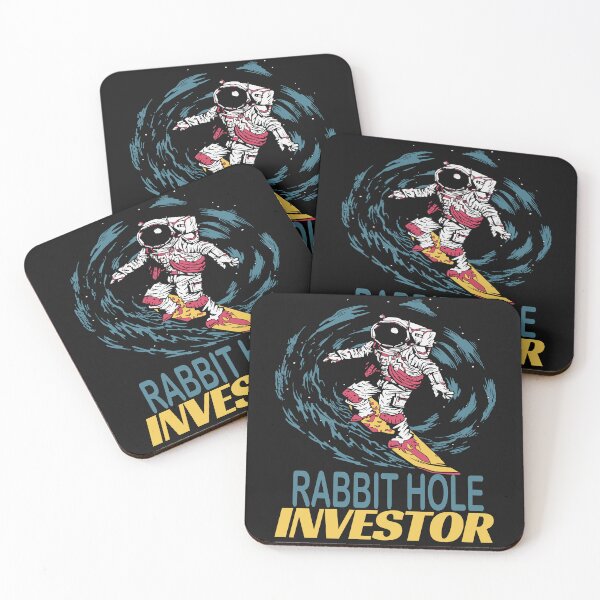 Artikelvorschau,  Surfender Astronaut im Weltraum - Rabbit Hole Investor - Too the Moon entworfen und verkauft von BearMrktGenius.