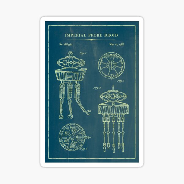Vista previa del artículo con la obra «Plano del droide sonda imperial», diseñado y vendido por IvintageArt.