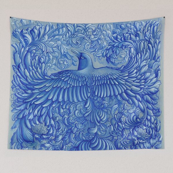 Item preview, Blue bowerbird painting 1 of 2 designed and sold by Ruth Cadioli.