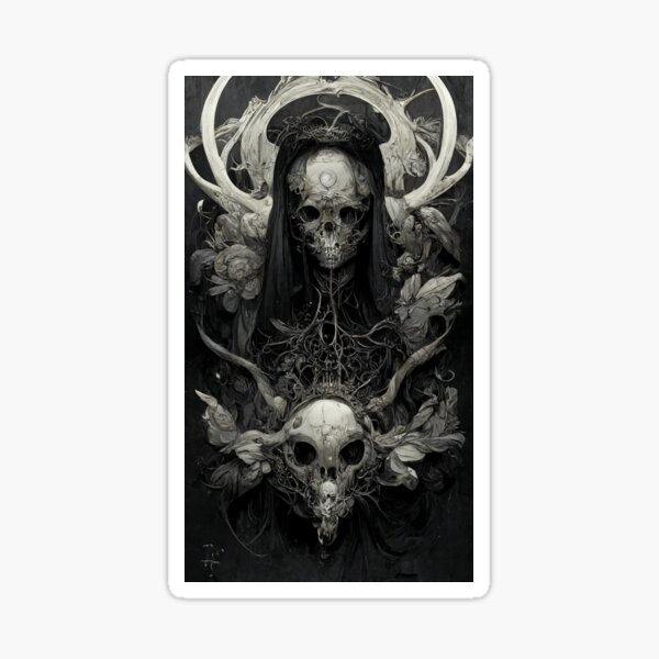Gothic horror dark scene with skull, bones and skeleton. Artistic abstract gothic. Sticker