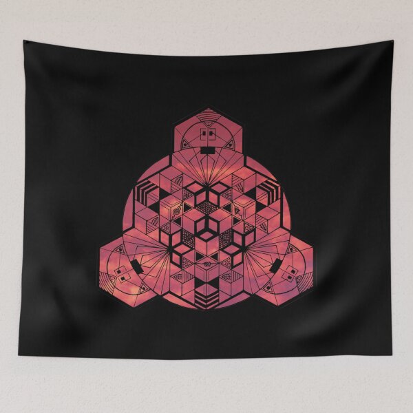 Item preview, Red Sky Cube Mandala 180° Resized designed and sold by createVisions.