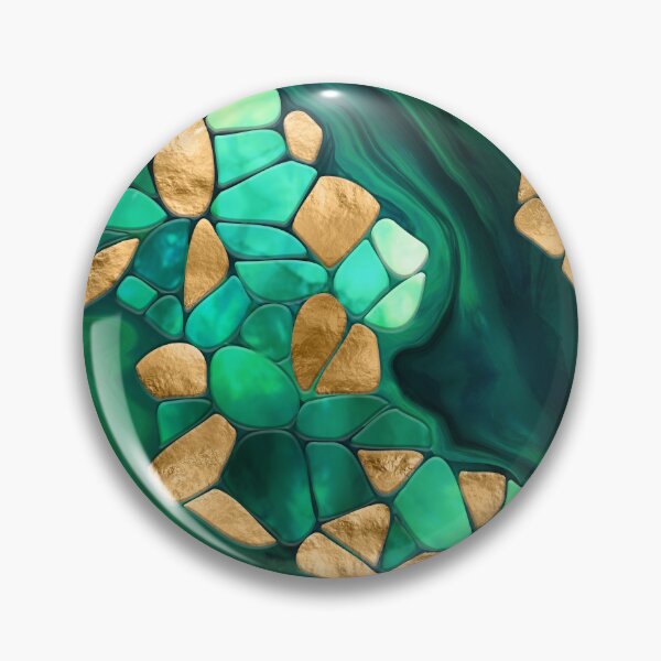 Item preview, Voronoi cells abstract -  greens and gold designed and sold by k9printart.