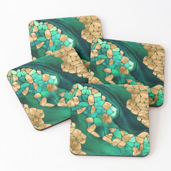 Item preview, Voronoi cells abstract -  greens and gold designed and sold by k9printart.