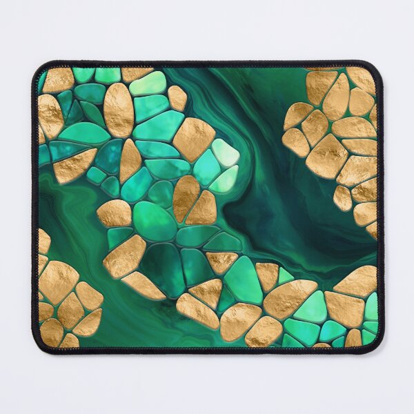 Item preview, Voronoi cells abstract -  greens and gold designed and sold by k9printart.