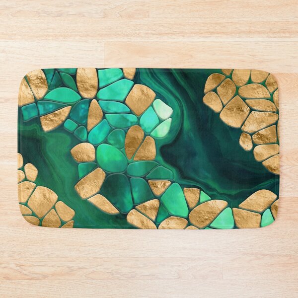 Item preview, Voronoi cells abstract -  greens and gold designed and sold by k9printart.