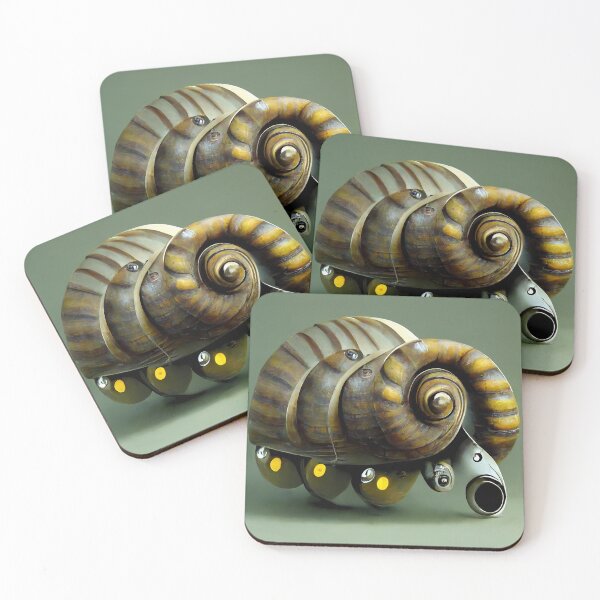 Item preview, Futuristic Robotic Snail on Green Background designed and sold by WhimsyCanvasPrints.