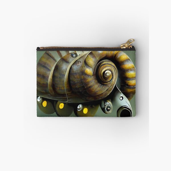 Item preview, Futuristic Robotic Snail on Green Background designed and sold by WhimsyCanvasPrints.