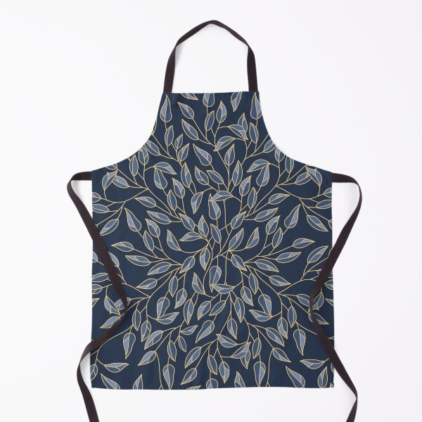 Item preview, Leaves Pattern (Gold Line Art, Indigo Blue) designed and sold by ObsidianDaz.