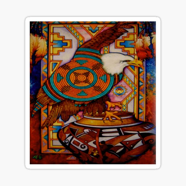 Item preview, Eagle Native American art watercolor vintage designed and sold by MAGLOFF12.