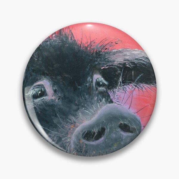 Item preview, Happy Black Pig painting on red designed and sold by MatsonArtDesign.