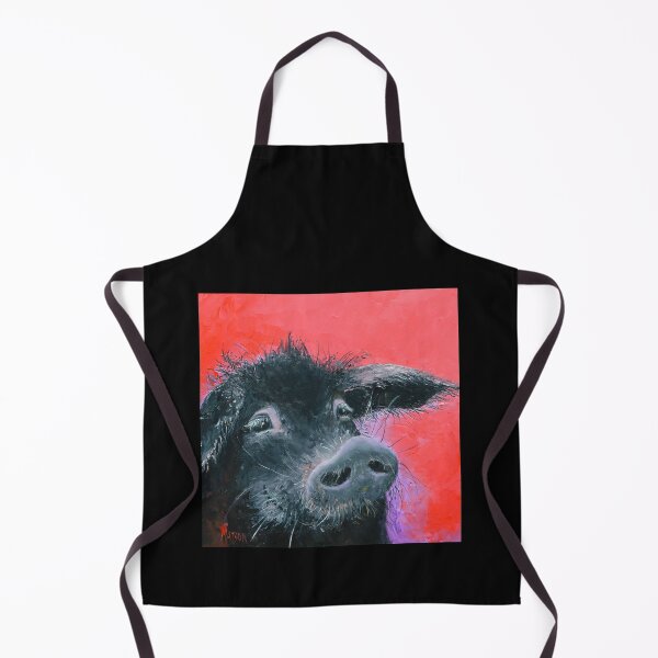 Item preview, Happy Black Pig painting on red designed and sold by MatsonArtDesign.