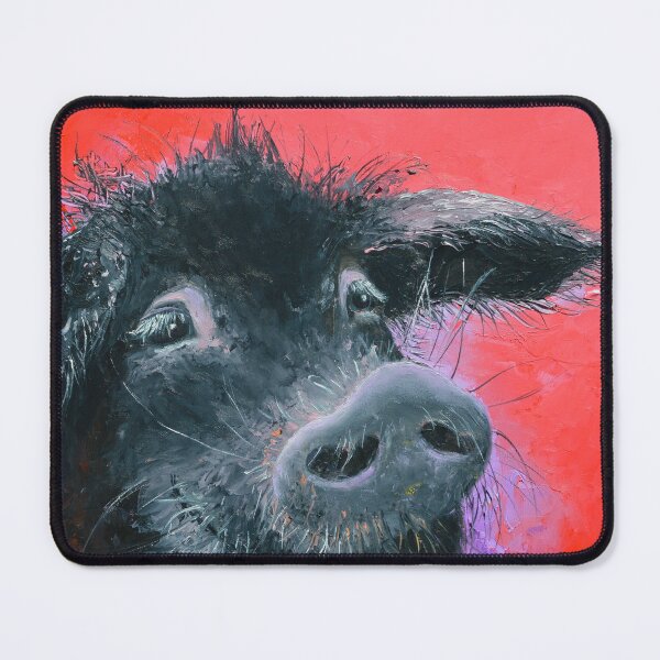 Item preview, Happy Black Pig painting on red designed and sold by MatsonArtDesign.