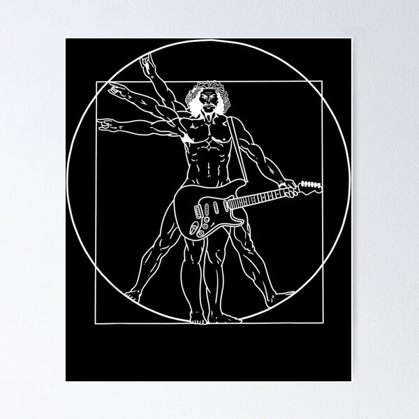 Aperçu de l'œuvre Homme de Vitruve Guitariste Musicien Da Vinci Guitariste créée et vendue par JahzquishaB.