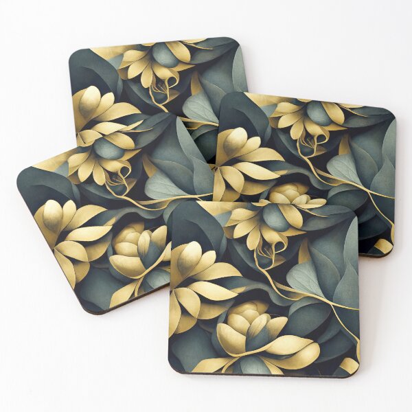 Item preview, Blue and Gold Flourishes on Blurred Background designed and sold by WhimsyCanvasPrints.