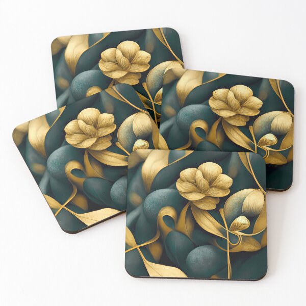 Item preview, Abstract Floral Background. Blue and Gold Flourishes on Blurred Background designed and sold by WhimsyCanvasPrints.