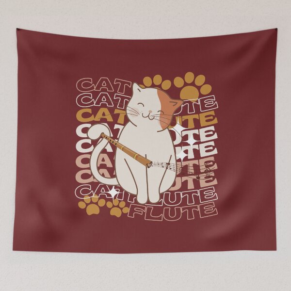 Item preview, Cat playing flute designed and sold by CollectionOS.