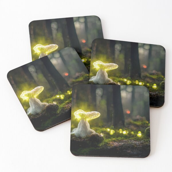 Item preview, Glowing Fairy and Mushrooms in an Enchanted Magical Forest designed and sold by WhimsyCanvasPrints.