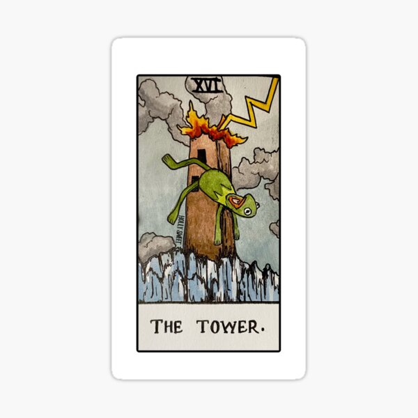 Artikel-Vorschau von Der Turm Kermit fallende Tarotkarte, designt und verkauft von hollyisnotanart.