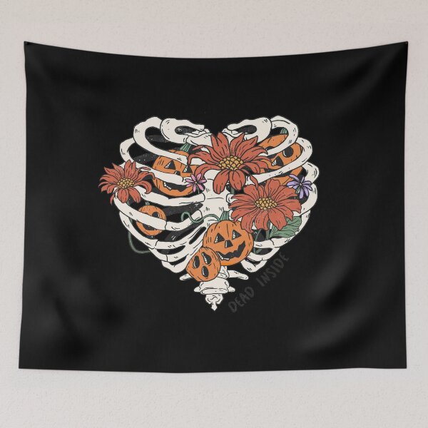 Item preview, Flowery Skeletons Ribs with pumpkin  designed and sold by Fine Art California.