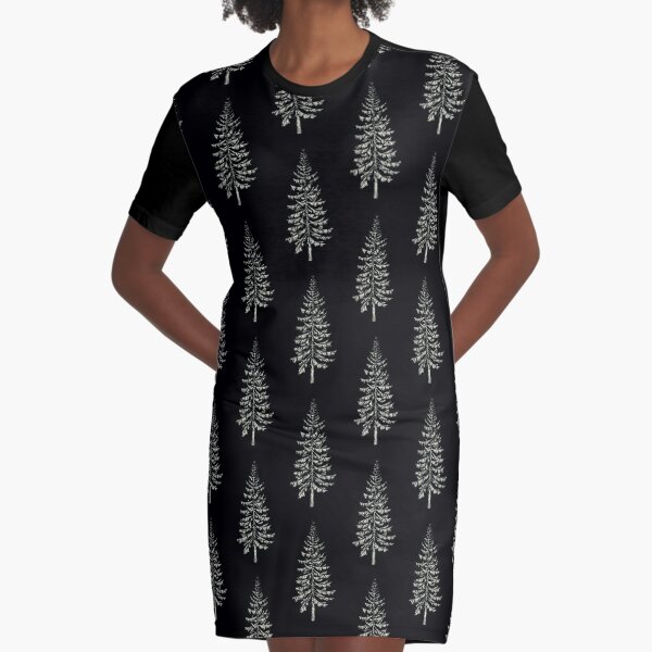Cedar Tree || Nature Illustration Graphic T-Shirt Dress