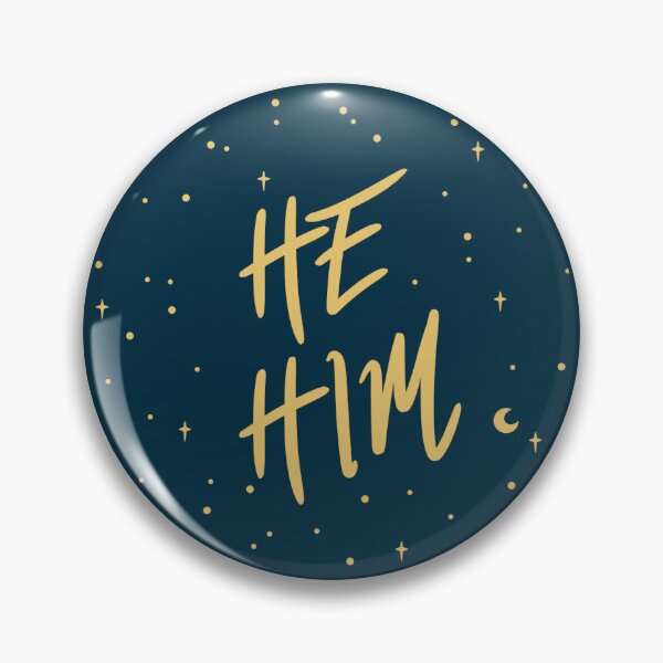 Item preview, Stars He/Him Pronouns in Navy and Gold designed and sold by MoonMint.