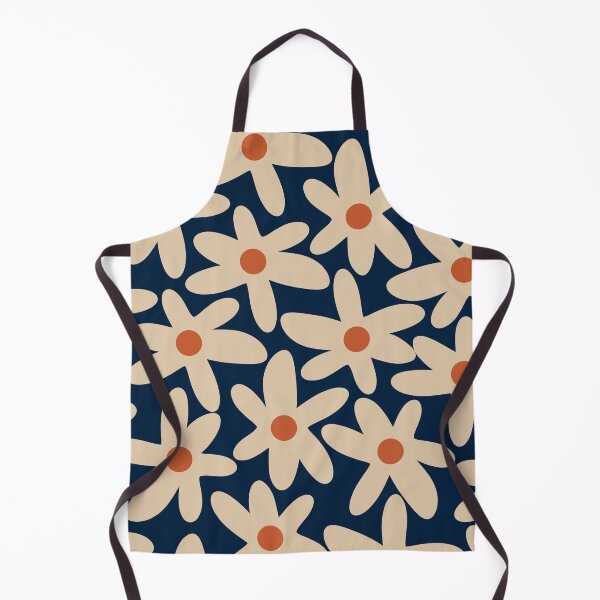 Item preview, Daisy Time Retro Floral Pattern in Midcentury Blue Orange Beige designed and sold by kierkegaard.