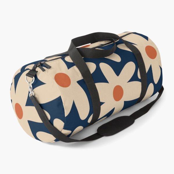 Item preview, Daisy Time Retro Floral Pattern in Midcentury Blue Orange Beige designed and sold by kierkegaard.