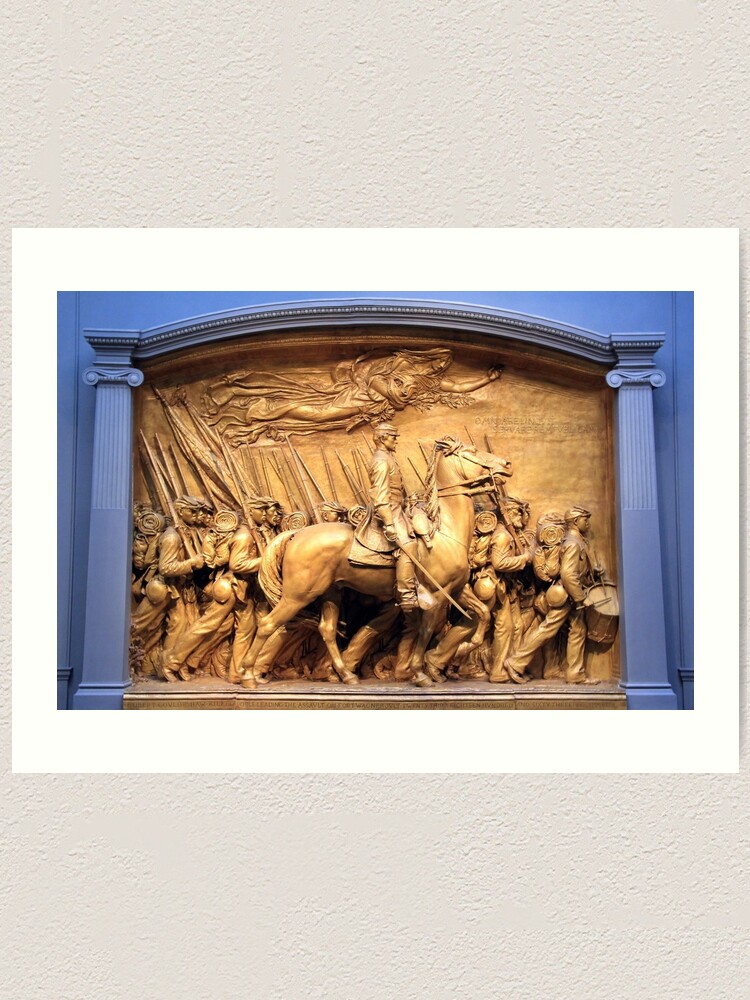 Alternate view of Saint Gaudens' The Shaw Memorial Marches On Art Print