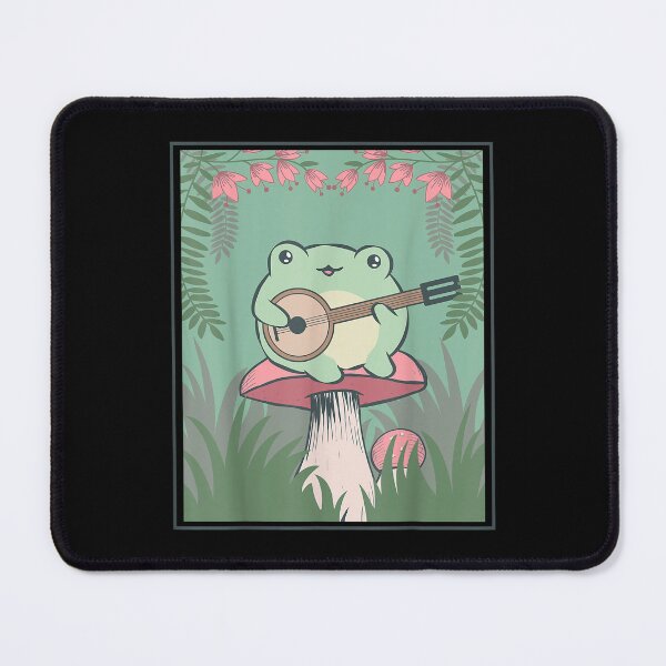 Item preview, Cottagecore Aesthetic Kawaii Frog Banjo Guitar Mushroom designed and sold by HoshiJuku.