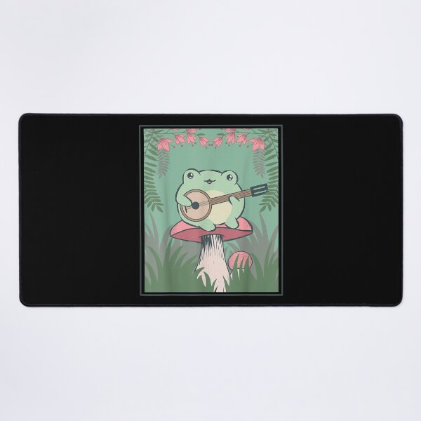 Item preview, Cottagecore Aesthetic Kawaii Frog Banjo Guitar Mushroom designed and sold by HoshiJuku.