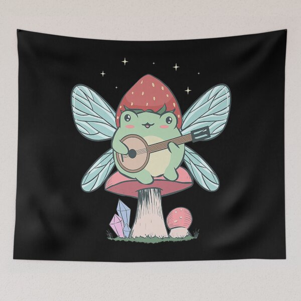 Item preview, Cottagecore Aesthetic Kawaii Cute Fairy Frog Banjo Player Premium_1 designed and sold by HoshiJuku.
