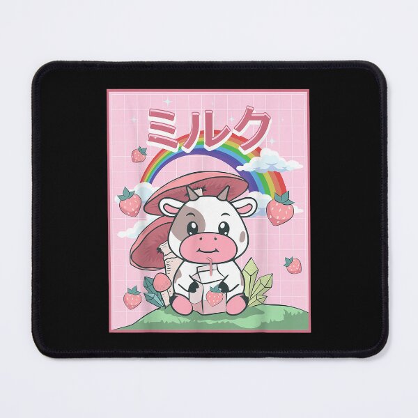 Item preview, Cottagecore Aesthetic Kawaii Cow Strawberry Milk designed and sold by HoshiJuku.