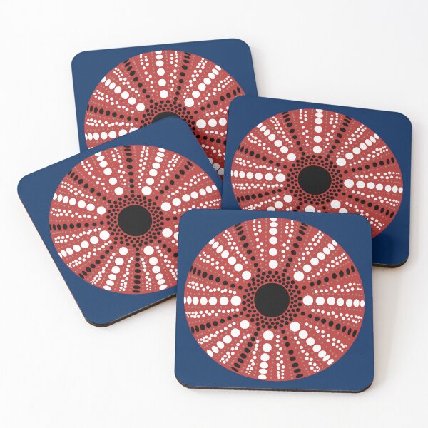 Item preview, Minimal Geometric Sea Urchin Shell Red designed and sold by Happy Puppy Print On Demand.