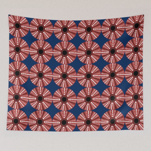 Item preview, Minimal Geometric Sea Urchin Shell Red designed and sold by Happy Puppy Print On Demand.