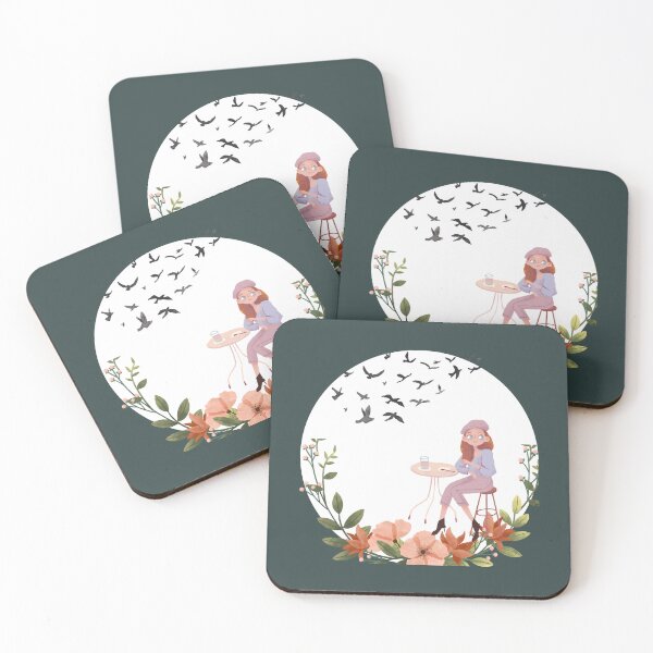 Item preview, Chic Urban Woman Cafe Flowers Birds designed and sold by Sagittarius-Lin.